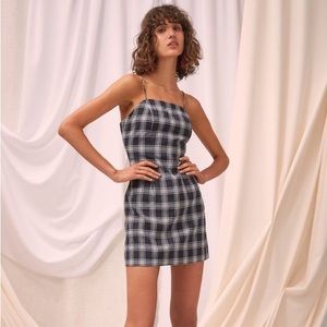 C/MEO Collective Black Checker Mini Dress with Adjustable Straps